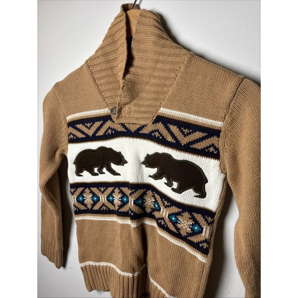 Gymboree Kids Bear Sweater Tan Brown Winter Knit Pullover NWT‎ Boys Size 5 6